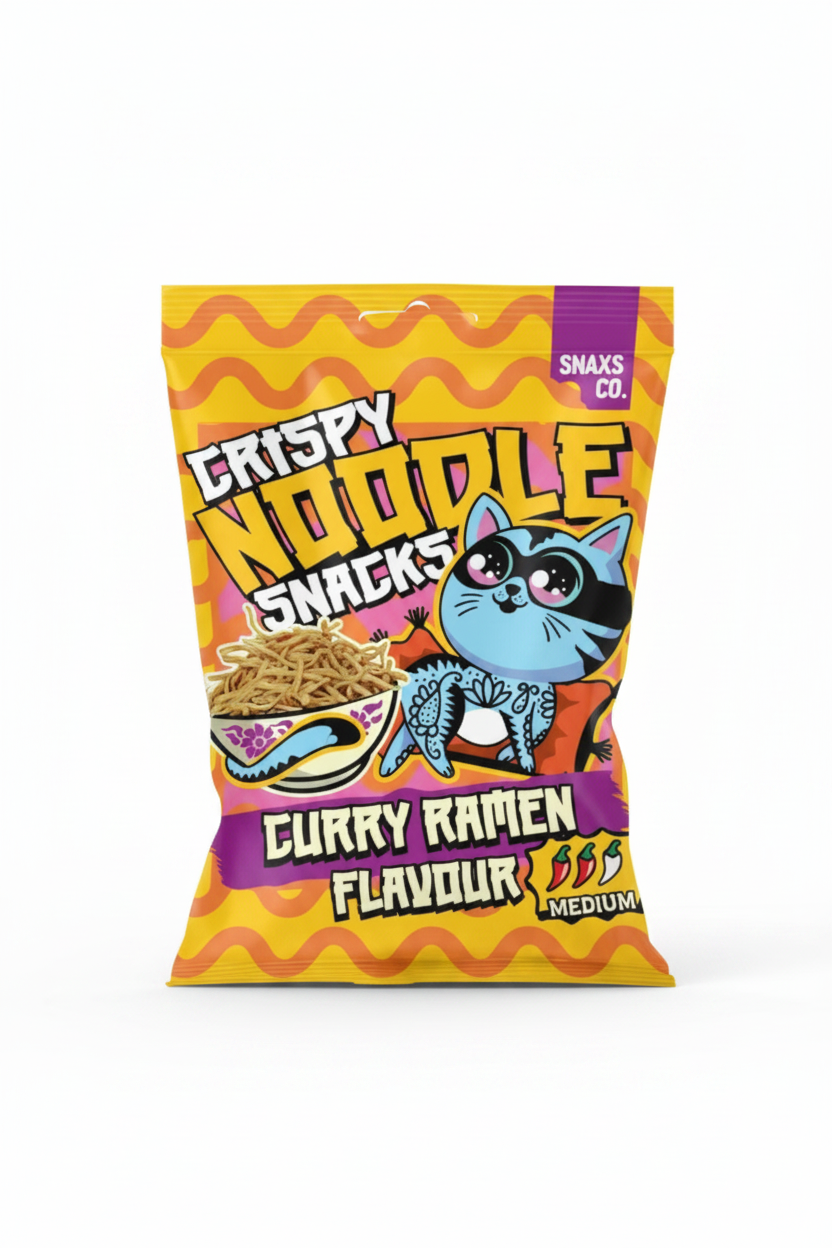 Crispy Noodle Snacks – Curry Ramen Flavour (Medium)